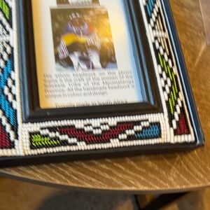 Black Beaded Picture Frame with Multicolor Accent